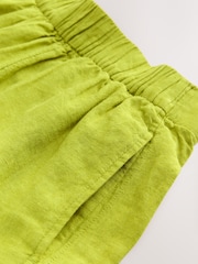 Lime Green Linen Blend Shorts - Image 7 of 7