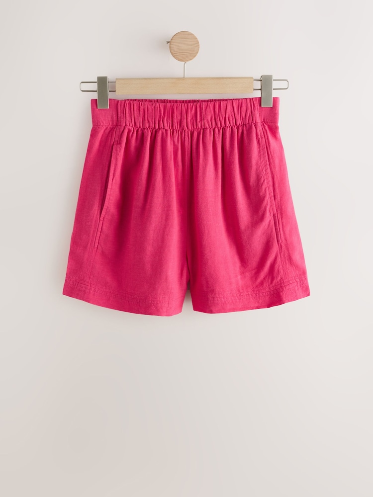 Pink Linen Blend Shorts - Image 1 of 3