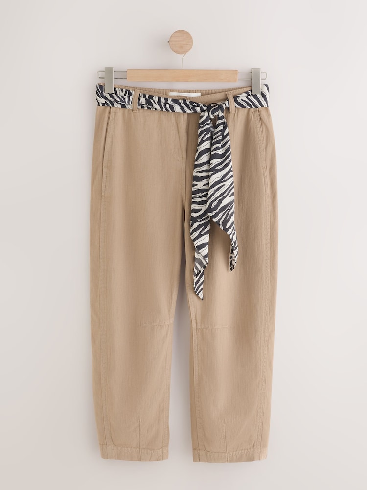 Stone Barrel Leg Trousers With Linen and Scarf - Image 1 of 4 Stone Barrel Leg Trousers With Linen and Scarf - Image 1 of 4