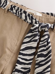 Stone Barrel Leg Scarf Belt Trousers With Linen - Image 6 of 8