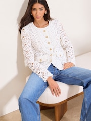 Lipsy Crochet Lace Collarless Jacket - Image 1 of 4