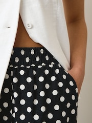 Black/Spot Stretch Linen Blend Wide Trousers 2 Pack - Image 5 of 9