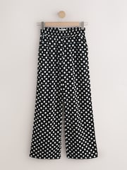 Black/Spot Stretch Linen Blend Wide Trousers 2 Pack - Image 7 of 9