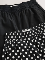 Black/Spot Stretch Linen Blend Wide Trousers 2 Pack - Image 8 of 9