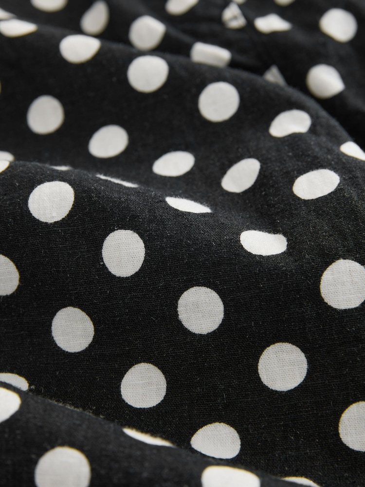 Black/Spot Stretch Linen Blend Wide Trousers 2 Pack - Image 9 of 9