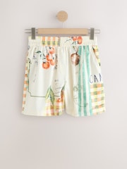 White/Tomato Print Stretch Linen Blend Shorts 2 Pack - Image 2 of 9