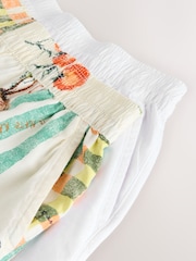 White/Tomato Print Stretch Linen Blend Shorts 2 Pack - Image 4 of 9