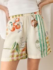 White/Tomato Print Stretch Linen Blend Shorts 2 Pack - Image 9 of 9