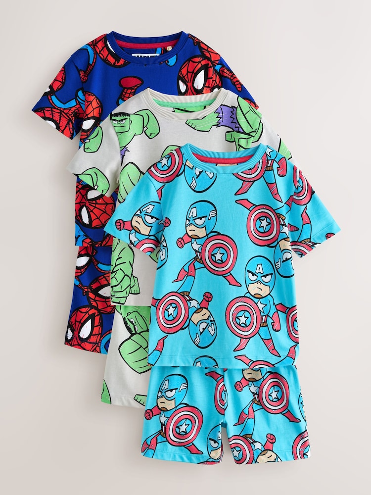 Multi Bright Marvel Short Pyjamas 3 Pack (12mths-11yrs) - Image 1 of 7