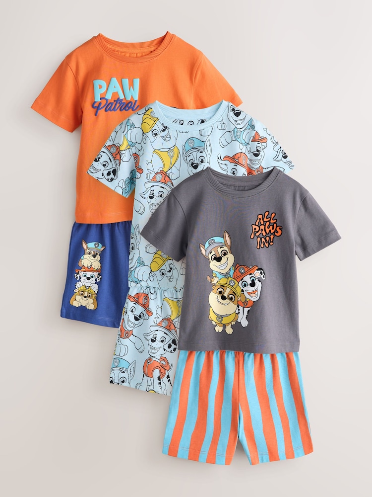 Blue/Grey/Orange Paw Patrol Short Pyjamas 3 Pack (9mths-8yrs) - Image 1 of 8
