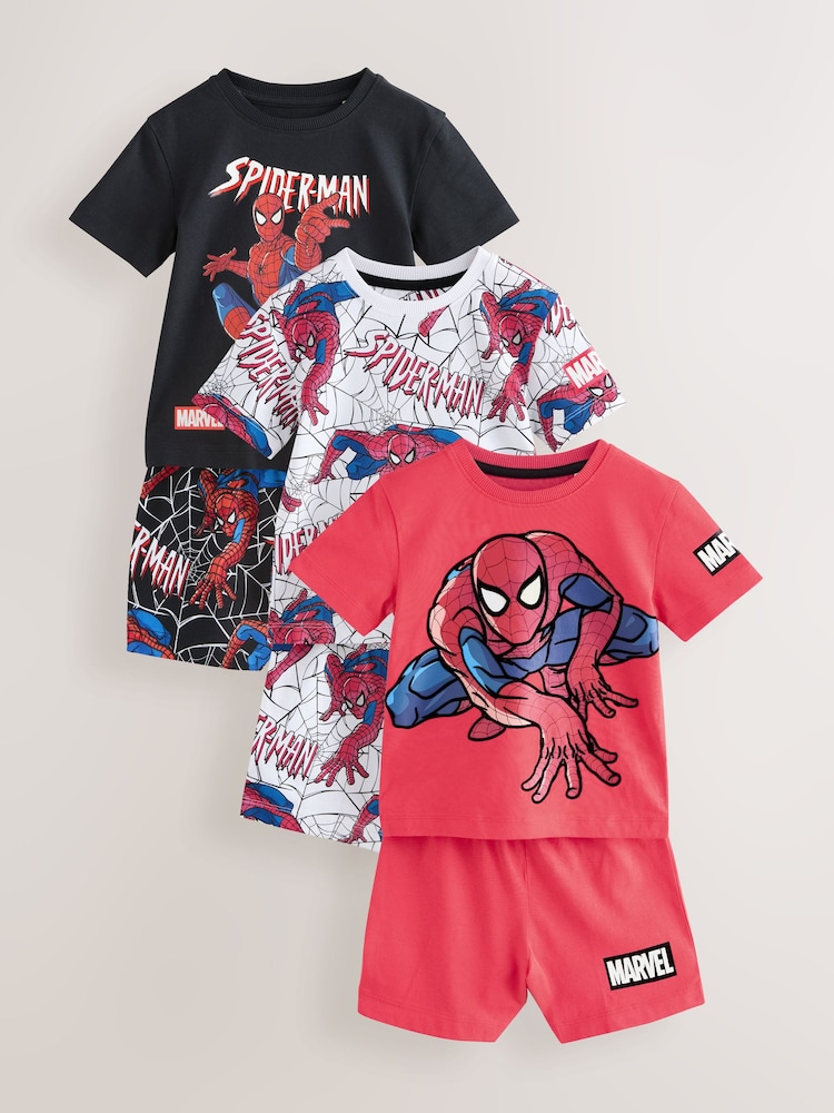 Black/Red Spiderman - 短睡衣3件裝(12個月-10歲) - 圖片 1/8