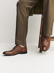 Tan Brown Wide Fit Brogue Shoes - Image 1 of 6