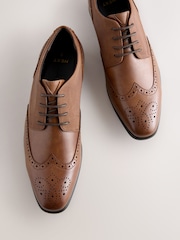Tan Brown Wide Fit Brogue Shoes - Image 4 of 6