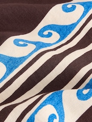 Brown/Blue Print Long Line Cami Top with Linen - Image 2 of 3