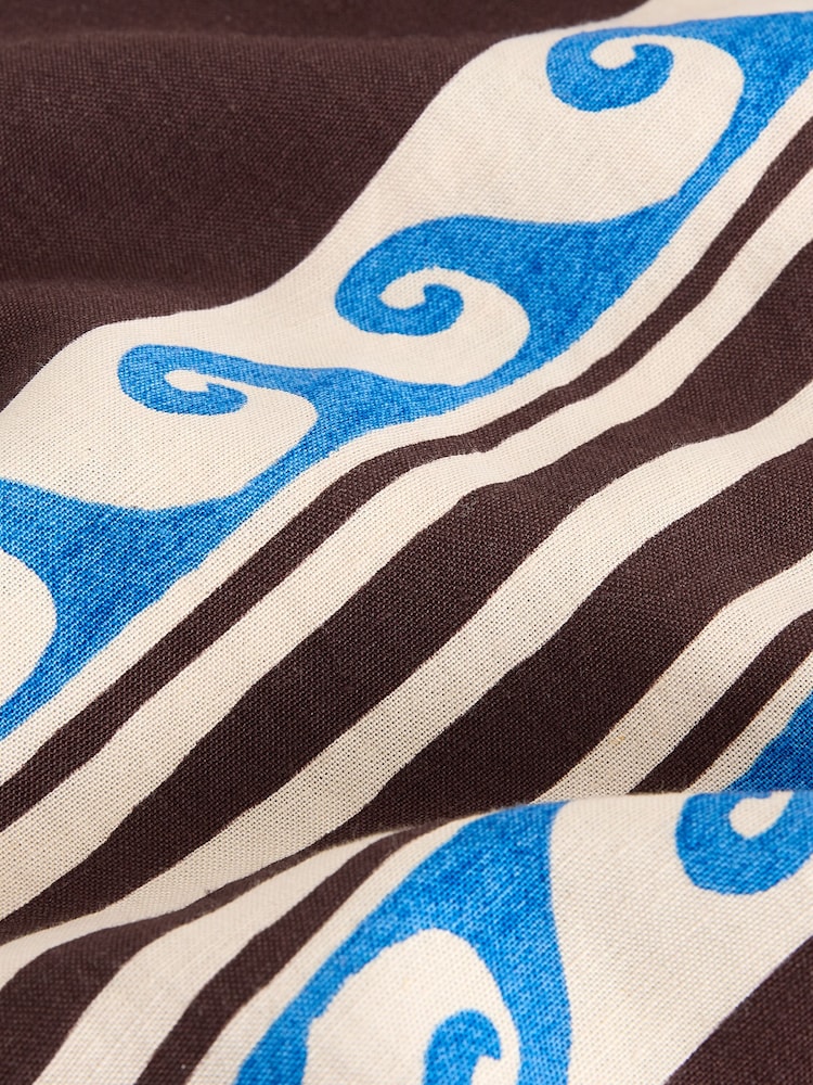 Brown/Blue Print Long Line Cami Top with Linen - Image 2 of 3