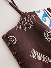 Brown/Blue Border Print - Langes Träger-Top mit Leinen - Bild 7 von 7