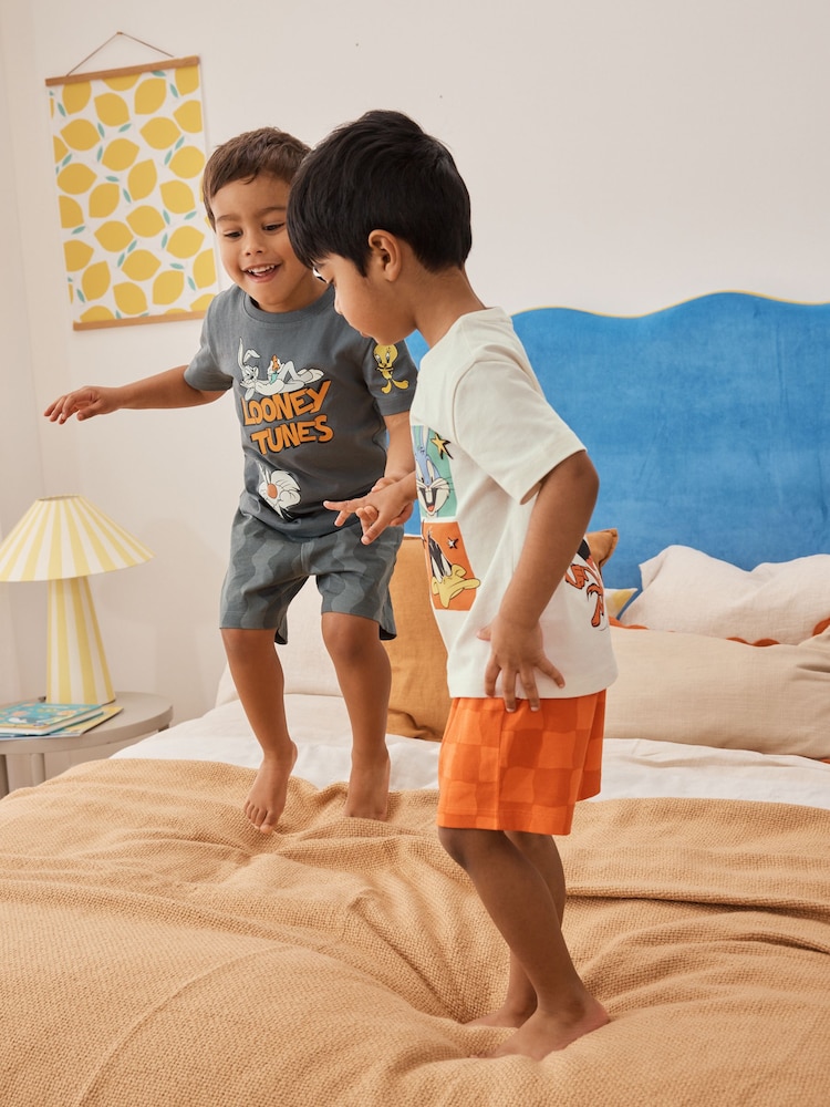 Orange/White/Grey Looney Tunes Short Pyjamas 2 Pack (9mths-10yrs) - Image 2 of 10 Orange/White/Grey Looney Tunes Short Pyjamas 2 Pack (9mths-10yrs) - Image 2 of 10