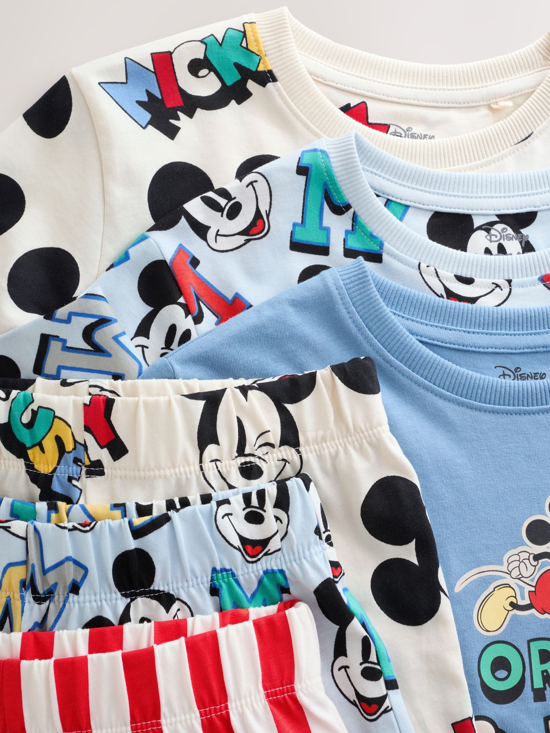 Buy Red/Blue/Cream Mickey Mouse Short Pyjamas 3 Pack (9mths-9yrs