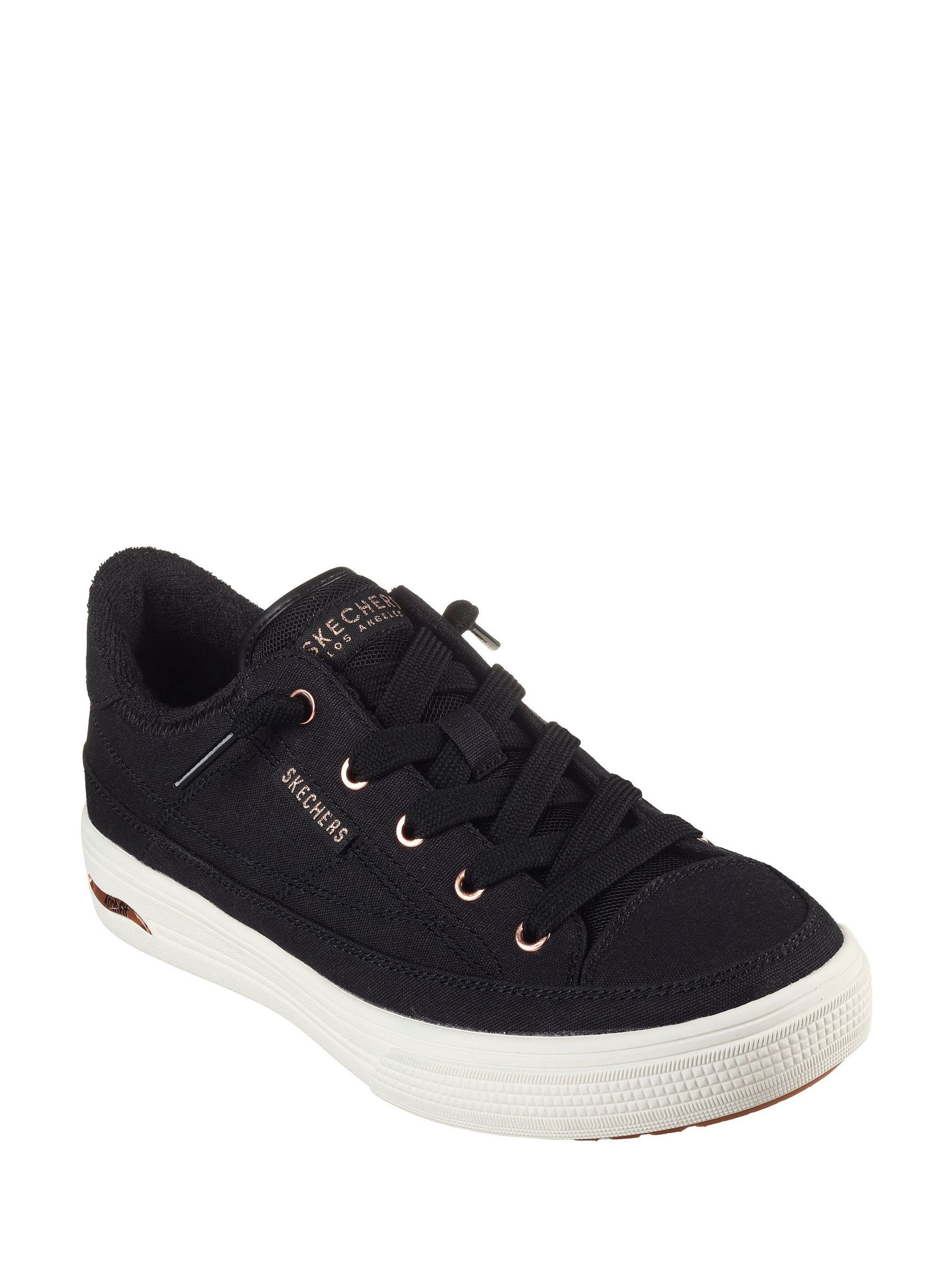Buy Skechers Black Canvas Wide Fit Arcade Womens Trainers from the