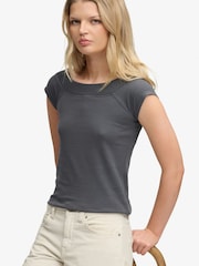 Superdry Charcoal Grey Essential Off-Shoulder Top - Image 4 of 8
