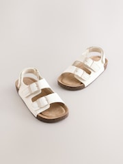 White Standard Fit (F) Double Buckle Cushioned Footbed Sandals - Image 1 of 5