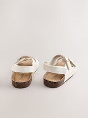 White Standard Fit (F) Double Buckle Cushioned Footbed Sandals - Image 3 of 5