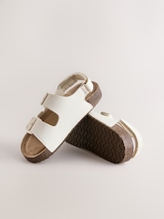 White Standard Fit (F) Double Buckle Cushioned Footbed Sandals - Image 4 of 5