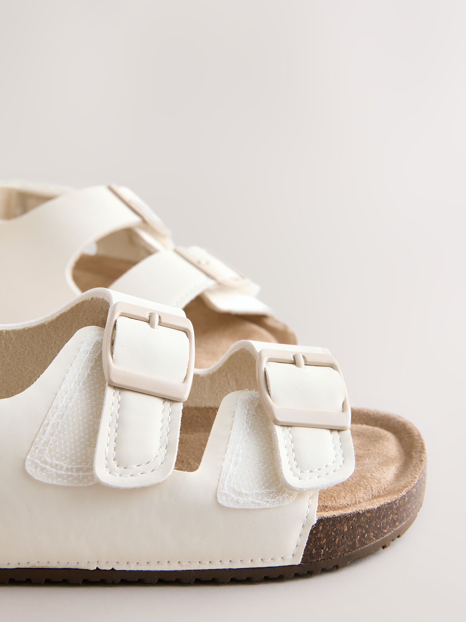 Buy White Standard Fit (F) Double Buckle Cushioned Footbed Sandals