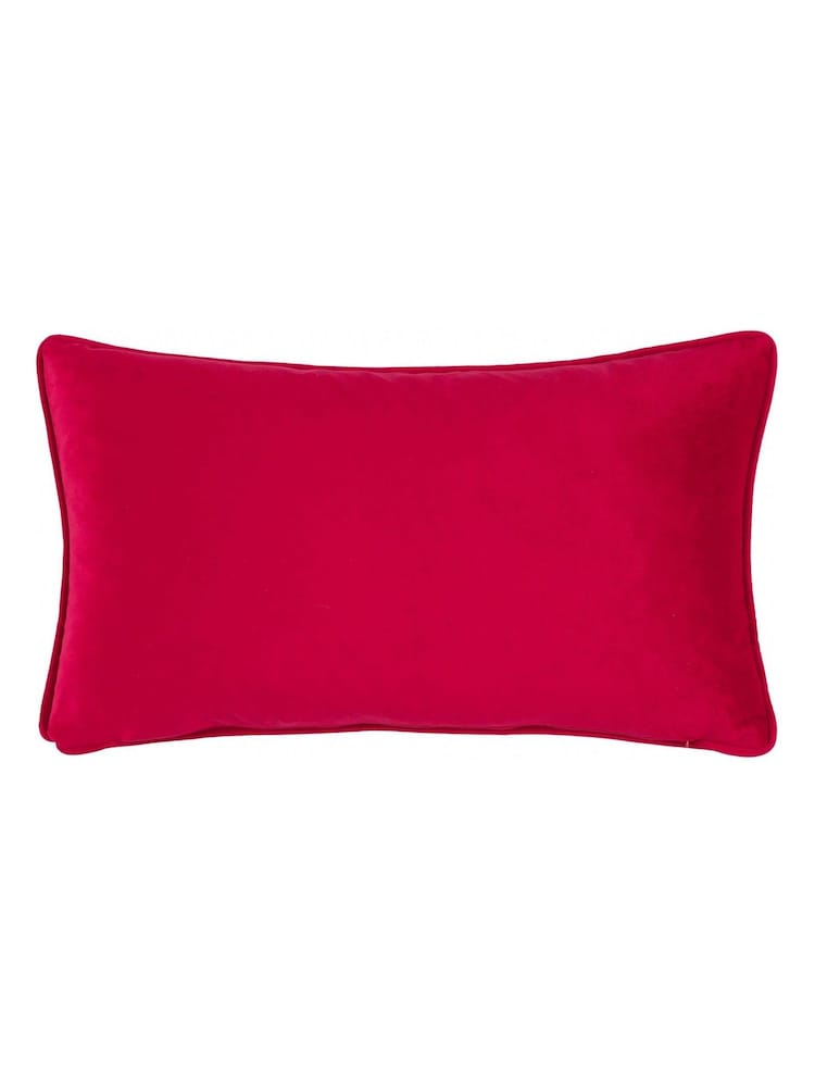 Furn Cream Burgundy Cotswold Christmas Piped Velvet Cushion - Image 2 of 4 Furn Cream Burgundy Cotswold Christmas Piped Velvet Cushion - Image 2 of 4