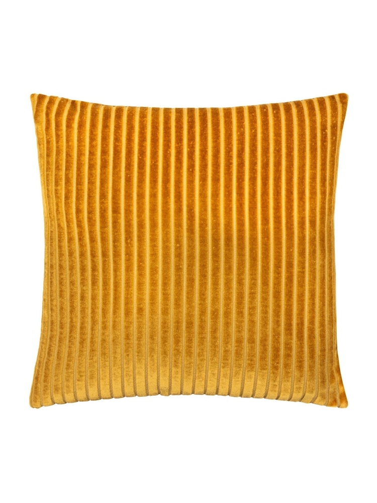 Paoletti Gold Savoy Stripe Velvet Cushion - Image 1 of 4 Paoletti Gold Savoy Stripe Velvet Cushion - Image 1 of 4