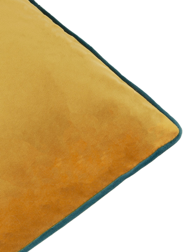 Furn Ochre Teal Meridian Velvet 55 x 55cm Cushion - Image 6 of 6