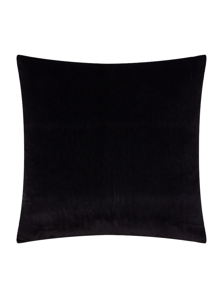 Paoletti Black Savoy Stripe Velvet Cushion - Image 2 of 4 Paoletti Black Savoy Stripe Velvet Cushion - Image 2 of 4