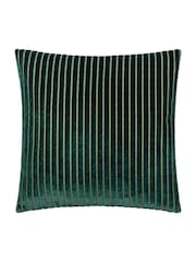 Paoletti Emerald Savoy Stripe Velvet Cushion - Image 1 of 4