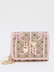 River Island Brown Faux Leather Monogram Bow Purse - Image 1 of 5