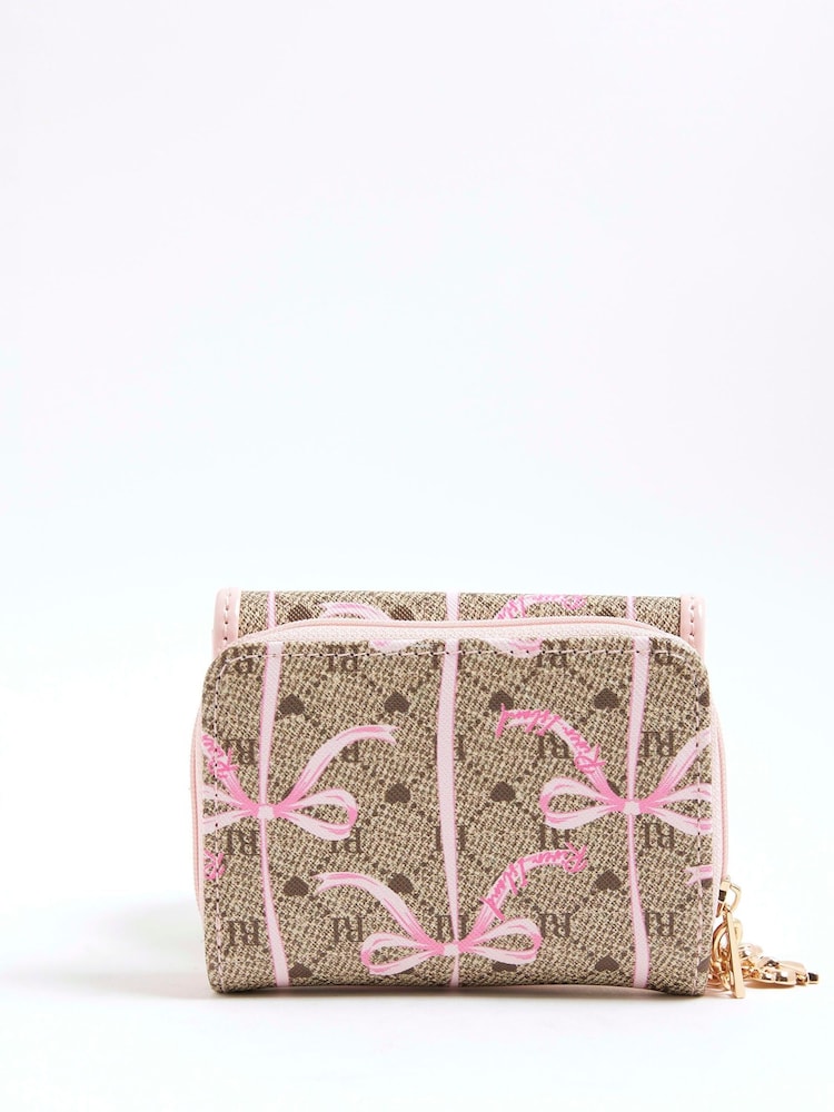 River Island Brown Faux Leather Monogram Bow Purse - Image 2 of 5