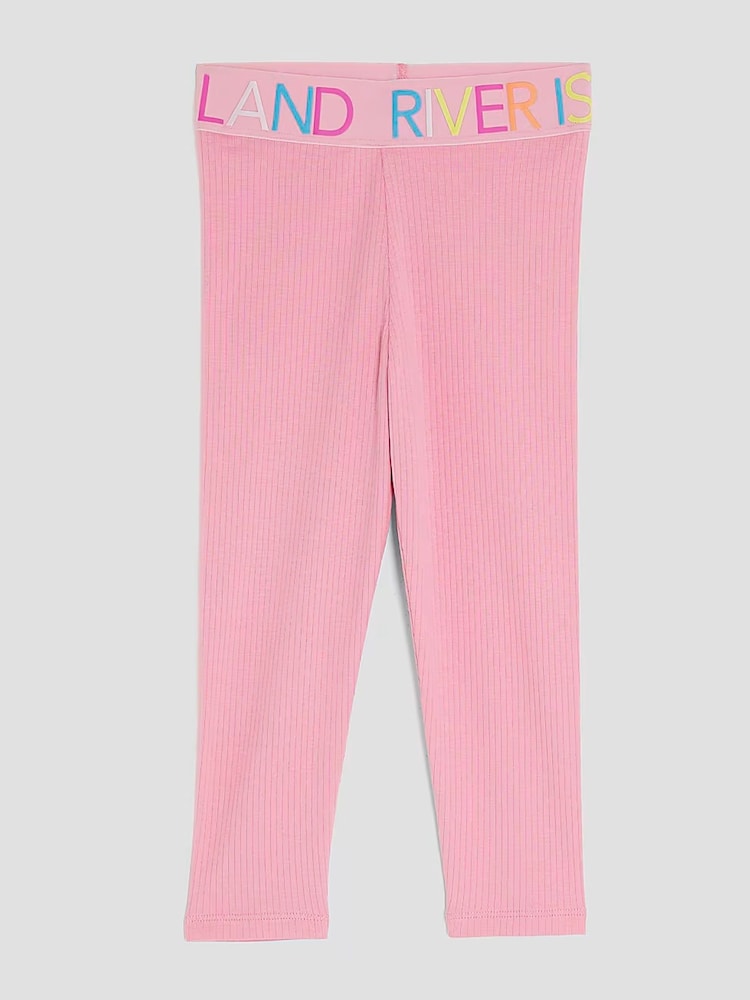 River Island Pink Rainbow Waistband Leggings - Image 1 of 4