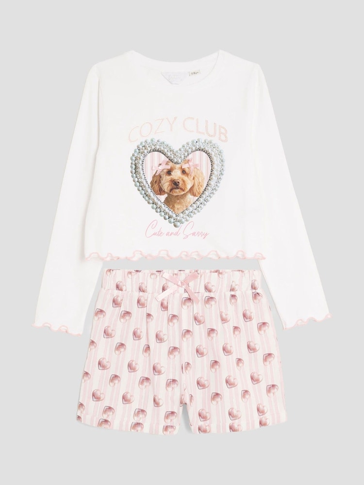 River Island Pink Puppy Graphic Pyjamas - Image 1 of 4