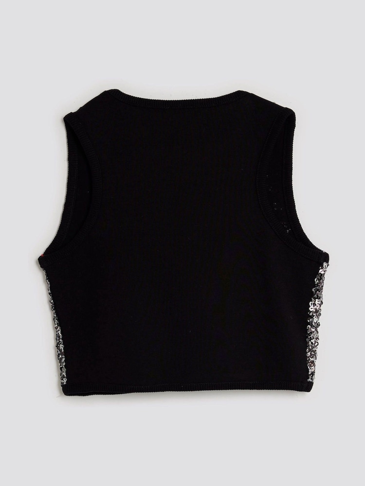 River Island Black Cherry Sequin Tank - Image 2 of 4