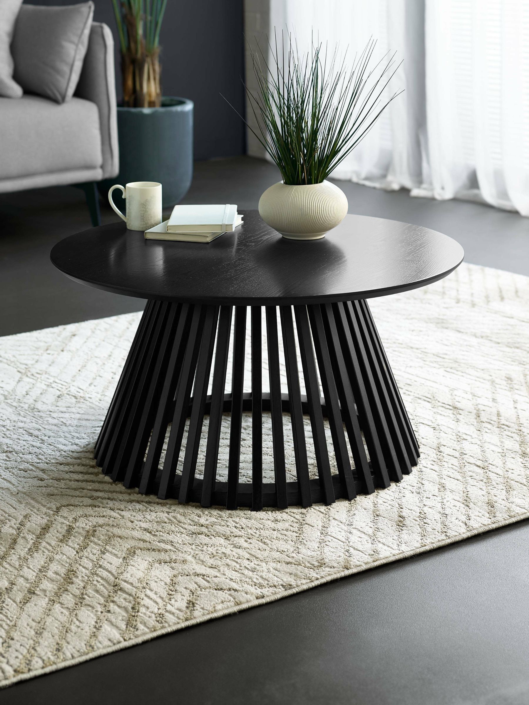 Ollie Round Coffee Table Black Julian Bowen - Image 4