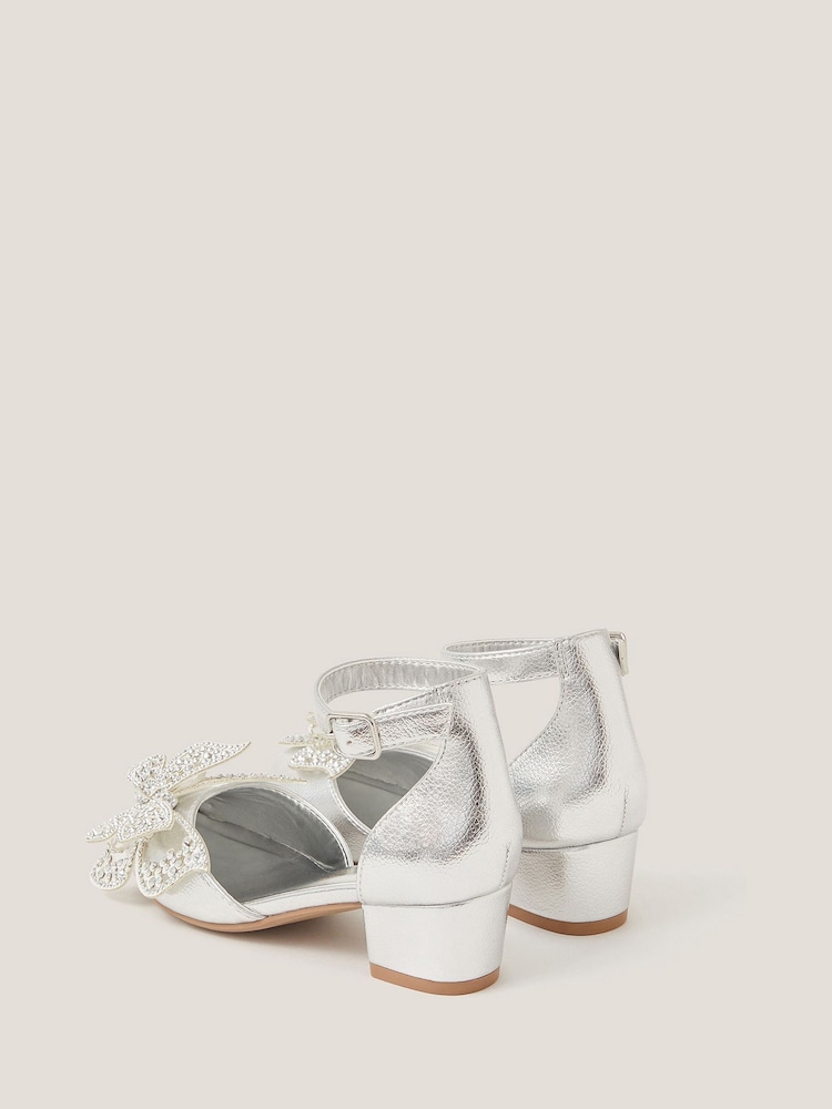 Monsoon Silver Butterfly Metallic Heels - Image 3 of 3