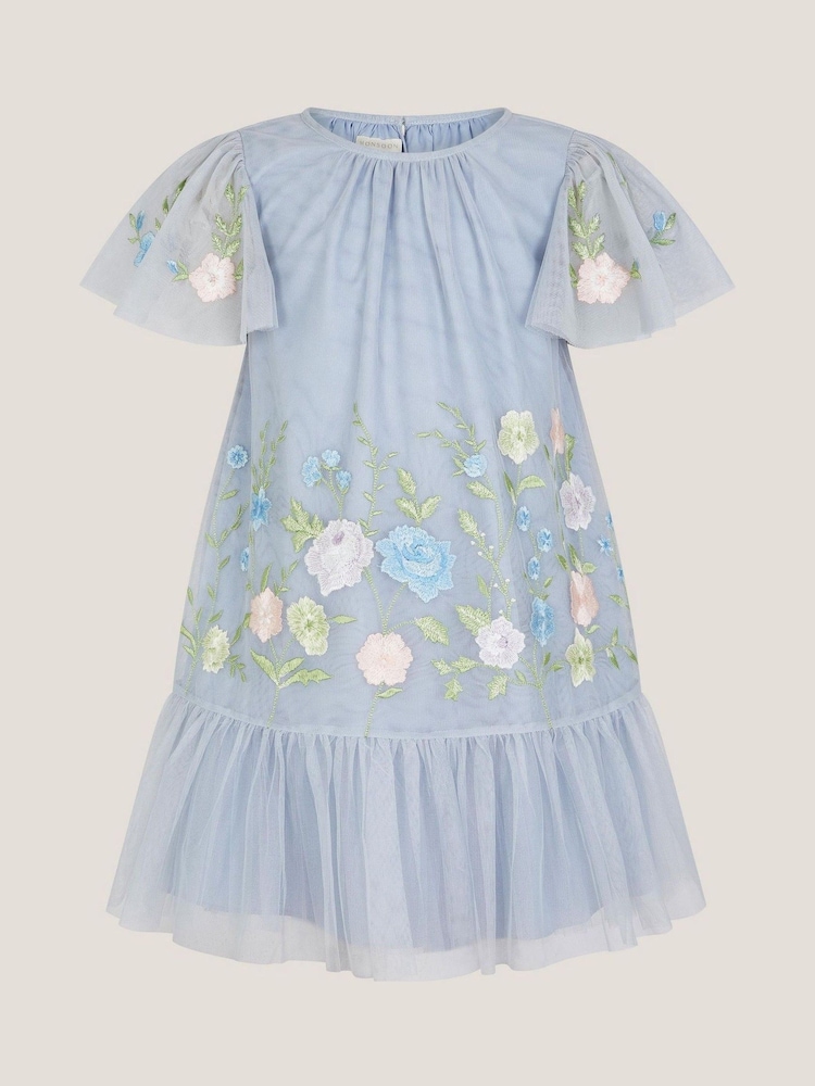 Monsoon Blue Emilia Embroidered Drop Waist Party Dress - Image 2 of 4