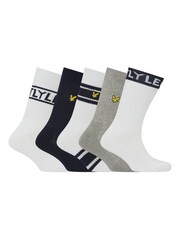 Lyle & Scott White Montrose Sports 5 Pack Socks - Image 1 of 6
