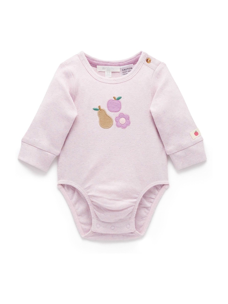 Purebaby Pink Light Applique Bodysuit - Image 1 of 4