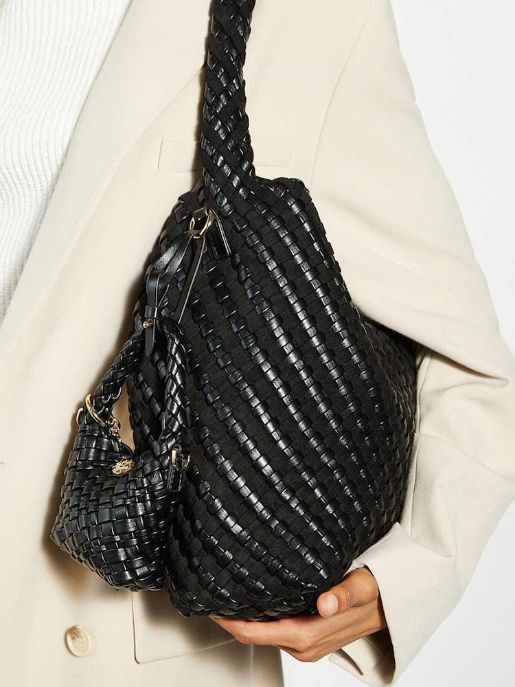 Dune London Black Small Deliberate Xs Extra Woven Charm Bag - Image 2 of 5 Dune London Black Small Deliberate Xs Extra Woven Charm Bag - Image 2 of 5