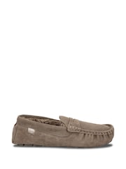 Totes Cream Isotoner Mens Suede Moccasin With Water Repellency - Image 2 of 5