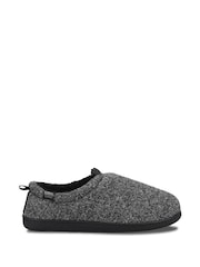 Totes Grey Isotoner Mens Felt Full Back Slippers With Pull Toggle - Image 2 of 5