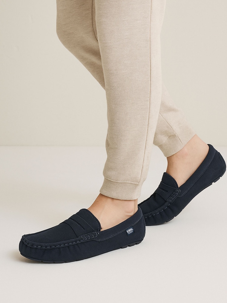 Totes Blue Isotoner Mens Suede Moccasin With Water Repellency - Image 1 of 5