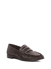 Dune London Brown Gazillion Studded Loafers - Image 3 of 6