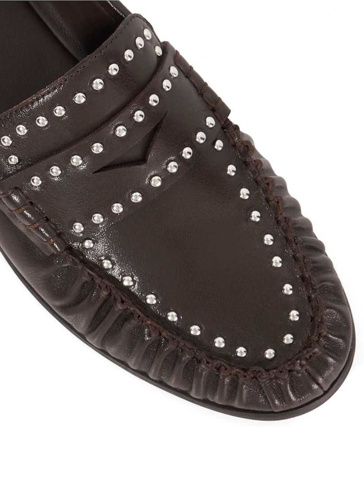 Dune London Brown Gazillion Studded Loafers - Image 6 of 6 Dune London Brown Gazillion Studded Loafers - Image 6 of 6