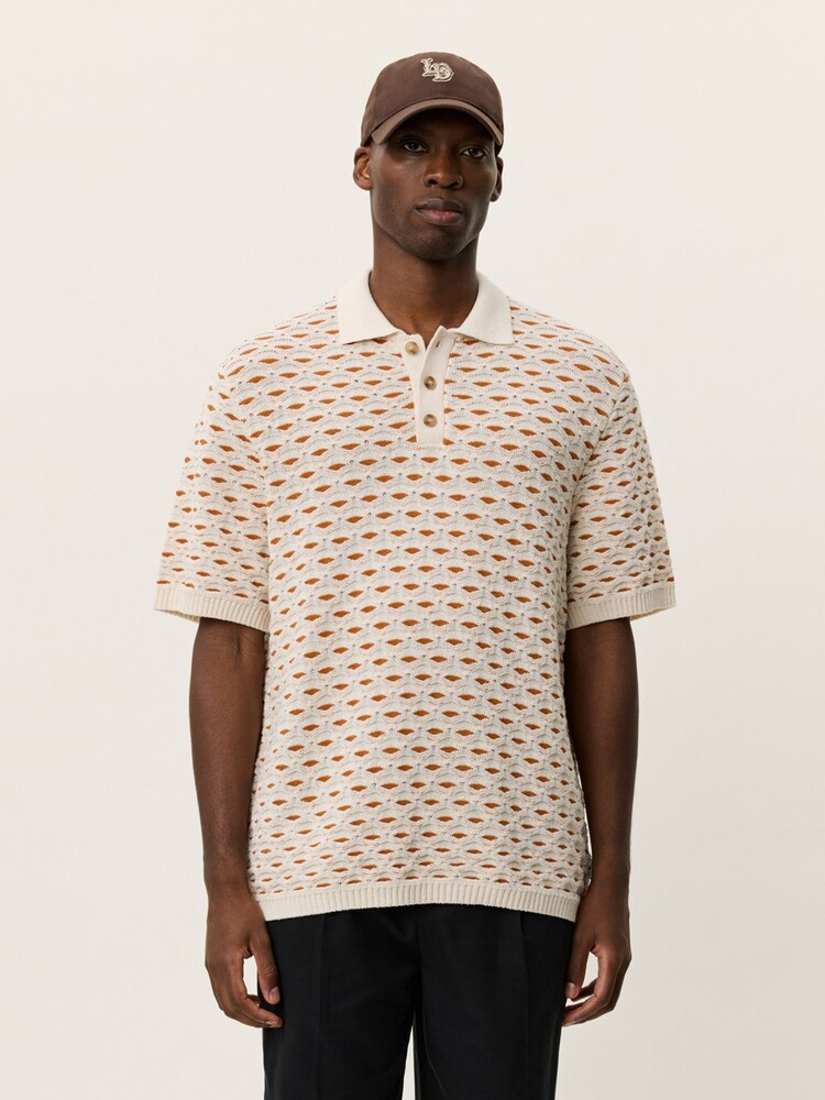 Les Deux White Esmay Shell Knitted Polo Shirt - Image 1 of 6